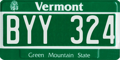 VT license plate BYY324