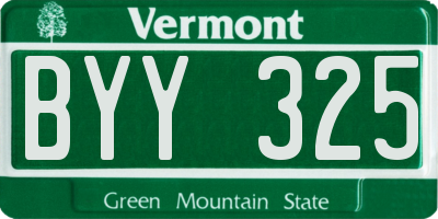 VT license plate BYY325