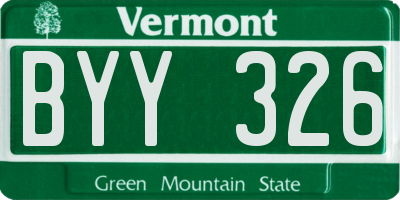 VT license plate BYY326