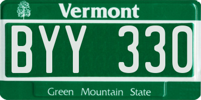 VT license plate BYY330