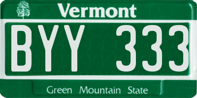 VT license plate BYY333
