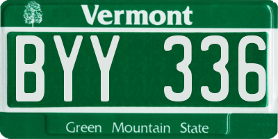 VT license plate BYY336