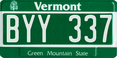 VT license plate BYY337
