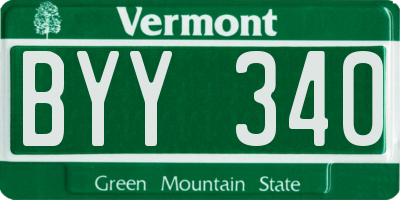 VT license plate BYY340