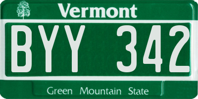 VT license plate BYY342