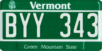 VT license plate BYY343