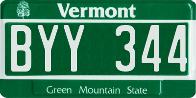 VT license plate BYY344