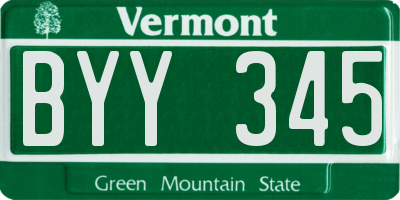 VT license plate BYY345