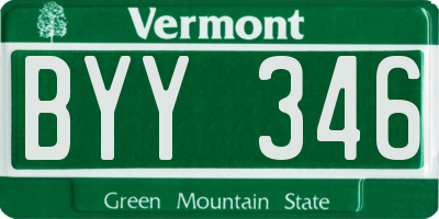 VT license plate BYY346