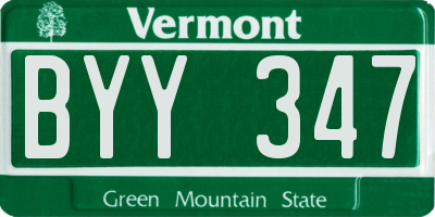 VT license plate BYY347