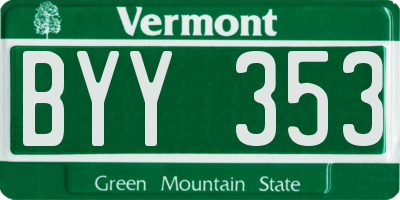 VT license plate BYY353