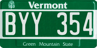 VT license plate BYY354