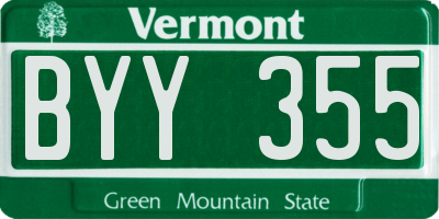 VT license plate BYY355