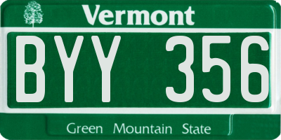 VT license plate BYY356