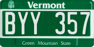 VT license plate BYY357