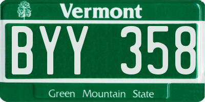 VT license plate BYY358