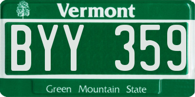 VT license plate BYY359