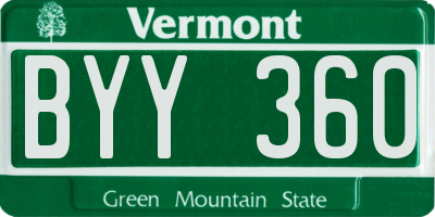 VT license plate BYY360