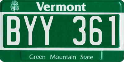 VT license plate BYY361