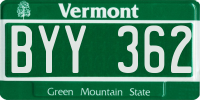VT license plate BYY362