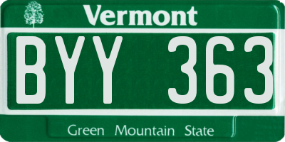VT license plate BYY363