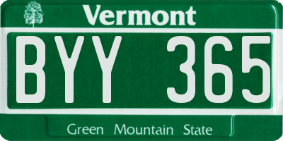 VT license plate BYY365