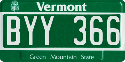 VT license plate BYY366