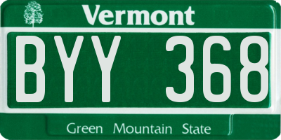 VT license plate BYY368