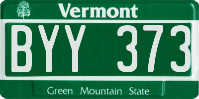 VT license plate BYY373