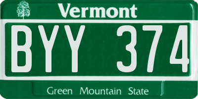 VT license plate BYY374