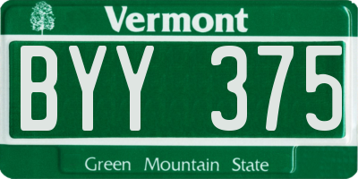VT license plate BYY375
