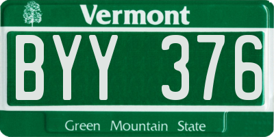 VT license plate BYY376
