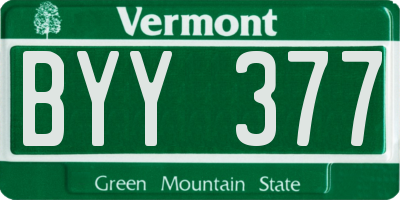 VT license plate BYY377