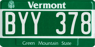 VT license plate BYY378