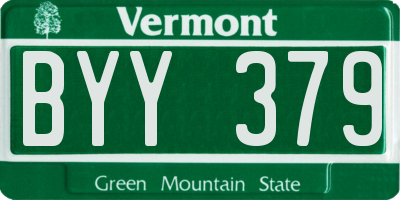 VT license plate BYY379