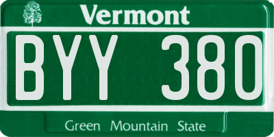 VT license plate BYY380