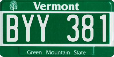 VT license plate BYY381