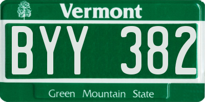 VT license plate BYY382