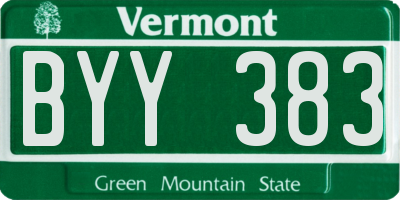 VT license plate BYY383