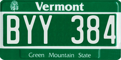 VT license plate BYY384