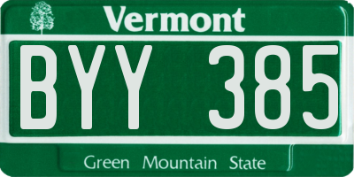 VT license plate BYY385