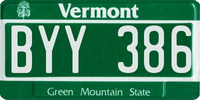 VT license plate BYY386
