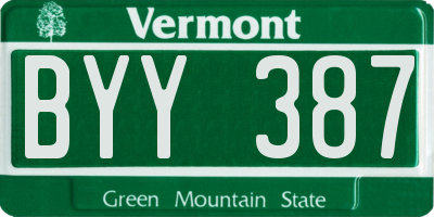 VT license plate BYY387
