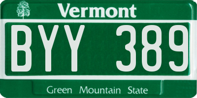VT license plate BYY389