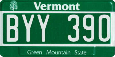 VT license plate BYY390
