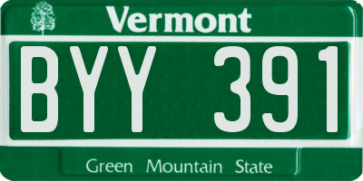 VT license plate BYY391