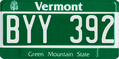 VT license plate BYY392