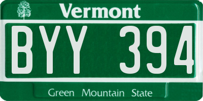 VT license plate BYY394