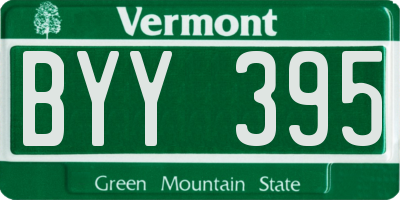 VT license plate BYY395