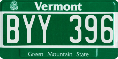 VT license plate BYY396